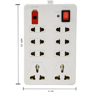 Multi Pin White Extension Board 8 Socket 1 Switches