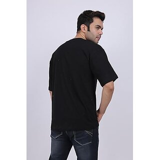 Latest Men JAGTEREHO Men's Oversized Cotton T-Shirt with Half Sleeves in Fiery Black || Need Mor