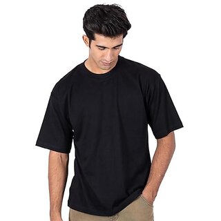 New Men JAGTEREHO Black Oversized Cotton Crew Neck Half Sleeve T-Shirt for Men And Boys 2025 at 