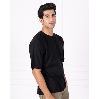 New Men JAGTEREHO Black Oversized Cotton Crew Neck Half Sleeve T-Shirt for Men And Boys 2025 at 