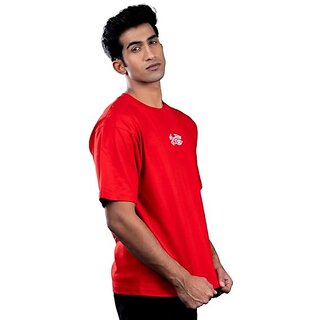 Premium Men JAGTEREHO Men's Oversized Round Neck Half Sleeve Cotton T-Shirt Red 2025 at ShopCirc