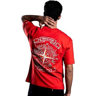 Premium Men JAGTEREHO Men's Oversized Round Neck Half Sleeve Cotton T-Shirt Red 2025 at ShopCirc
