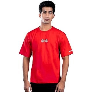 Premium Men JAGTEREHO Men's Oversized Round Neck Half Sleeve Cotton T-Shirt Red 2025 at ShopCirc