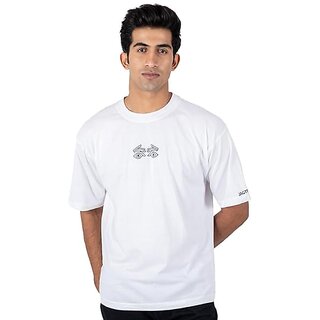 Luxurious Men JAGTEREHO Men's Oversized Round Neck Half Sleeve Cotton T-Shirt White 2025 at Shop