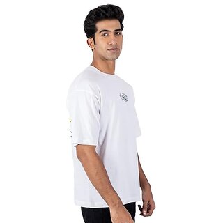 Luxurious Men JAGTEREHO Men's Oversized Round Neck Half Sleeve Cotton T-Shirt White 2025 at Shop
