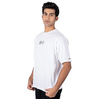 Luxurious Men JAGTEREHO Men's Oversized Round Neck Half Sleeve Cotton T-Shirt White 2025 at Shop