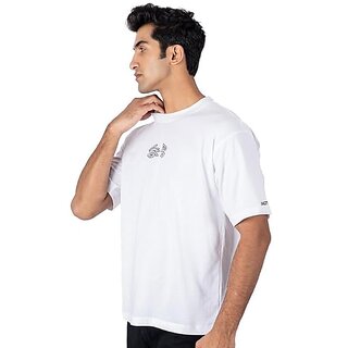 Luxurious Men JAGTEREHO Men's Oversized Round Neck Half Sleeve Cotton T-Shirt White 2025 at Shop