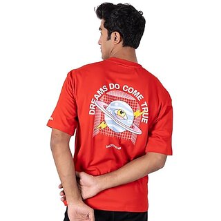 Exclusive Men JAGTEREHO Men's Oversized Round Neck Half Sleeve Cotton T-Shirt Red 2025 at ShopCi