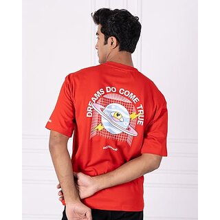 Exclusive Men JAGTEREHO Men's Oversized Round Neck Half Sleeve Cotton T-Shirt Red 2025 at ShopCi