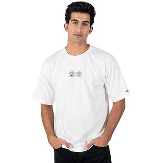 Exclusive Men JAGTEREHO Men's Oversized Round Neck Half Sleeve Cotton T-Shirt White 2025 at Shop