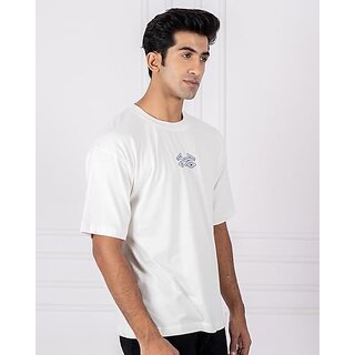 Exclusive Men JAGTEREHO Men's Oversized Round Neck Half Sleeve Cotton T-Shirt White 2025 at Shop