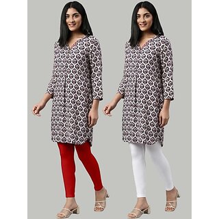 SHE PURE LUXURY WEAR Ankle Length  Ethnic Wear Legging  (Red, White, Solid)