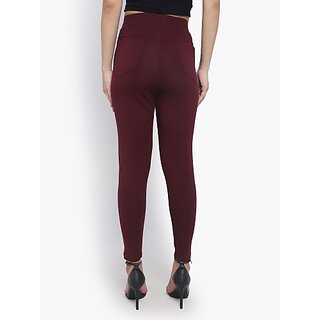 SHE PURE LUXURY WEAR Maroon Jegging  (Solid)