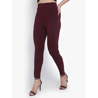 SHE PURE LUXURY WEAR Maroon Jegging  (Solid)