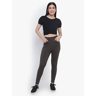 SHE PURE LUXURY WEAR Dark Green Jegging  (Solid)
