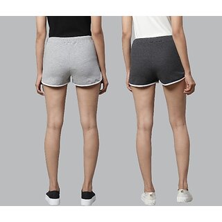 SHE PURE LUXURY WEAR Pack of 2 Solid Women Dark Grey, Grey Hotpants