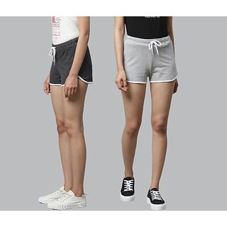 SHE PURE LUXURY WEAR Pack of 2 Solid Women Dark Grey, Grey Hotpants