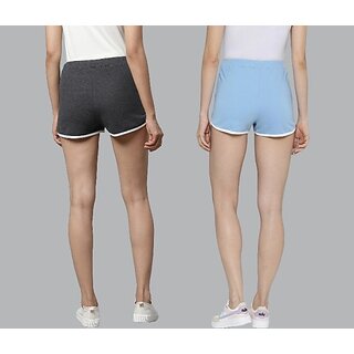 SHE PURE LUXURY WEAR Pack of 2 Solid Women Dark Grey, Blue Hotpants