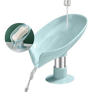 Soap Holder Soap Dishes Sponge Container With Suction Cup Leaf Shape Self Draining Soap Stand For Bathroom Kitchen Sink (Multicolor)(Pack Of 2).