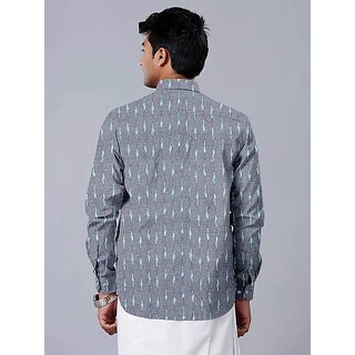 Latest Men OMSAIFAB Men Printed Casual Silver Shirt 2025 at ShopCircuit | ONDC
