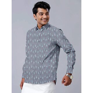 Latest Men OMSAIFAB Men Printed Casual Silver Shirt 2025 at ShopCircuit | ONDC
