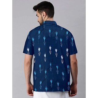 New Men OMSAIFAB Men Self Design Casual Dark Blue Shirt 2025 at ShopCircuit | ONDC