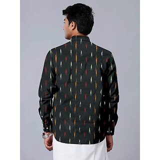 Luxurious Men OMSAIFAB Men Self Design Casual Green Shirt 2025 at ShopCircuit | ONDC
