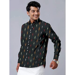 Luxurious Men OMSAIFAB Men Self Design Casual Green Shirt 2025 at ShopCircuit | ONDC