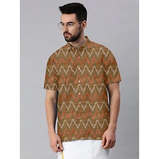 Luxurious Men OMSAIFAB Men Self Design Casual Brown Shirt 2025 at ShopCircuit | ONDC