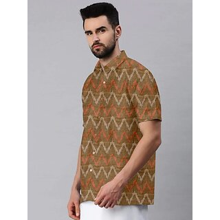 Luxurious Men OMSAIFAB Men Self Design Casual Brown Shirt 2025 at ShopCircuit | ONDC