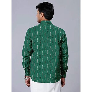 Premium Men OMSAIFAB Men Self Design Casual Green Shirt 2025 at ShopCircuit | ONDC