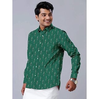 Premium Men OMSAIFAB Men Self Design Casual Green Shirt 2025 at ShopCircuit | ONDC