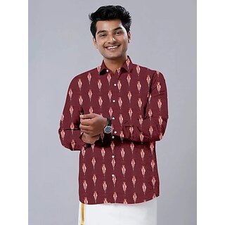Trendy Men OMSAIFAB Men Self Design Casual Maroon Shirt 2025 at ShopCircuit | ONDC
