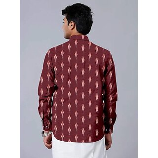 Trendy Men OMSAIFAB Men Self Design Casual Maroon Shirt 2025 at ShopCircuit | ONDC