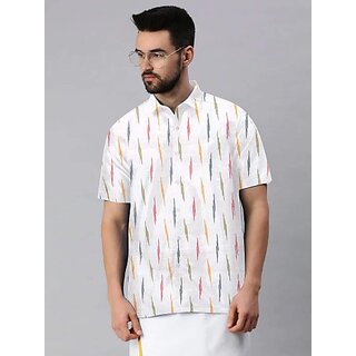 Top Men OMSAIFAB Men Self Design Casual White Shirt 2025 at ShopCircuit | ONDC