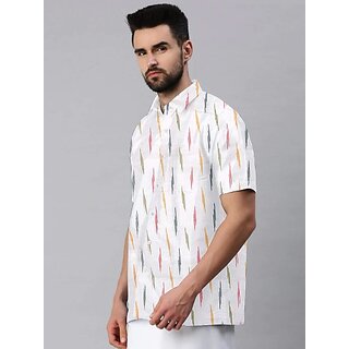 Top Men OMSAIFAB Men Self Design Casual White Shirt 2025 at ShopCircuit | ONDC
