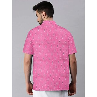 New Men OMSAIFAB Men Self Design Casual Pink Shirt 2025 at ShopCircuit | ONDC
