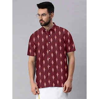 Chic Men OMSAIFAB Men Self Design Casual Maroon Shirt 2025 at ShopCircuit | ONDC