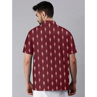 Chic Men OMSAIFAB Men Self Design Casual Maroon Shirt 2025 at ShopCircuit | ONDC
