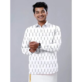 Luxurious Men OMSAIFAB Men Printed Casual White Shirt 2025 at ShopCircuit | ONDC