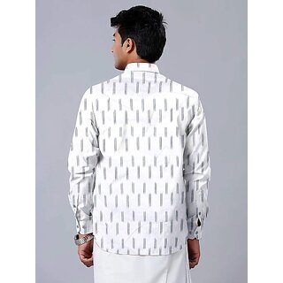 Luxurious Men OMSAIFAB Men Printed Casual White Shirt 2025 at ShopCircuit | ONDC