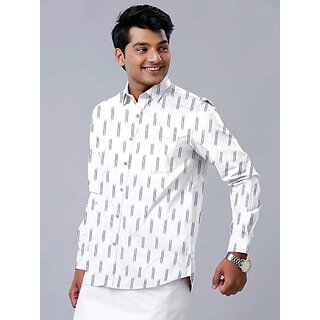 Luxurious Men OMSAIFAB Men Printed Casual White Shirt 2025 at ShopCircuit | ONDC