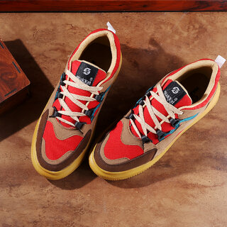 Latest Men Hakkel Mens Red Lace-up Casual Shoes 2025 at ShopCircuit | ONDC