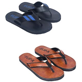 Luxurious Men LEACO Men's Premium Slipper Combo of 2 by Flip X  Daily Comfort and Stylish Slippe