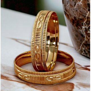 LUCKY JEWELLERY Gold Plated Designer Golden Color Traditional Ethnic 6 Pcs. Bangles Set for Women (211-J1BG-612B-6-22) - Bangles & Bracelets | Buy online on ZillyBuy