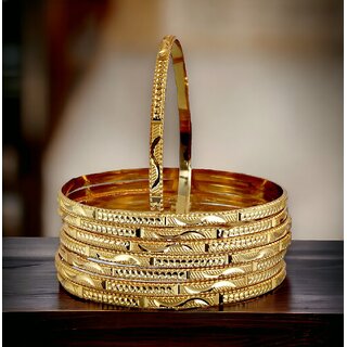 LUCKY JEWELLERY Gold Plated Designer Golden Color Traditional Ethnic 8 Pcs. Bangles Set for Women (228-J1BG-806A-8-22) - Bangles & Bracelets | Buy online on ZillyBuy
