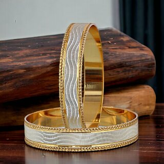 LUCKY JEWELLERY Gold Plated Designer Golden Color Traditional Ethnic 2 Pcs. Bangles Set for Women (311-J1BG-269A-2-22) - Bangles & Bracelets | Buy online on ZillyBuy
