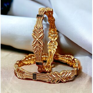 LUCKY JEWELLERY Gold Plated Floral Meenakari  2 Pcs. Bangles Set for Women (261-J1BG-1868-2-22) - Bangles & Bracelets | Buy online on ZillyBuy