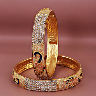 LUCKY JEWELLERY Gold Plated Meenakari Stone 2 Pcs. Bangles Set for Women (327-J1BG-1877-2-22) - Bangles & Bracelets | Buy online on ZillyBuy
