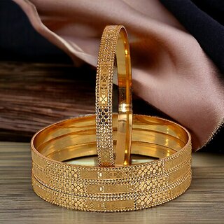 LUCKY JEWELLERY Designer Gold Plated Floral 4 Pcs. Bangles Set for Women (393-J1BG-407B-4-22) - Bangles & Bracelets | Buy online on ZillyBuy